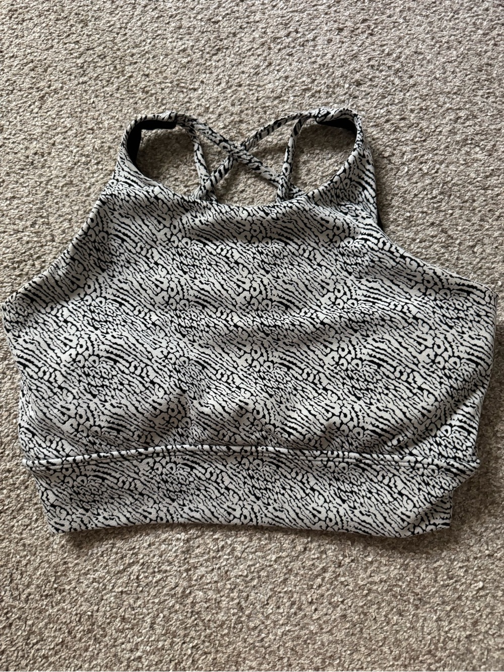 BuffBunny White and Black Patterned High Neck Sports Bra